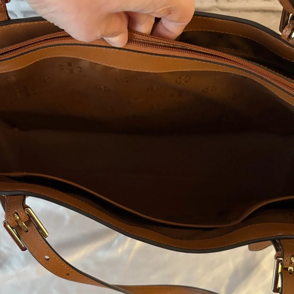 Tory Burch Tan Leather Tote with Laptop Pocket - Picture 8 of 14